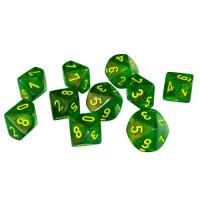 D10 Dice Set - Borealis Maple Green/Yellow