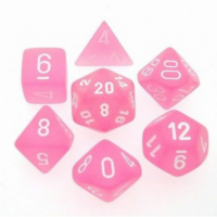 Polyhedral Dice Set - Frosted Pink/White