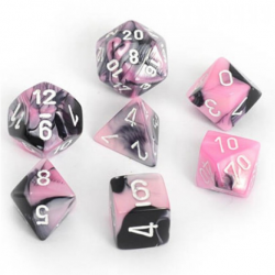 Polyhedral Dice Set - Gemini Black-Pink/White