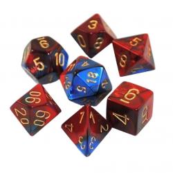 Polyhedral Dice Set - Gemini Blue-Red/Gold