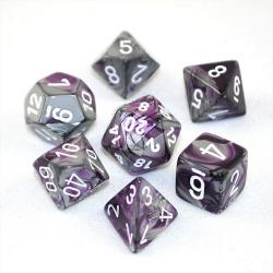 Polyhedral Dice Set - Gemini Purple-Steel/White