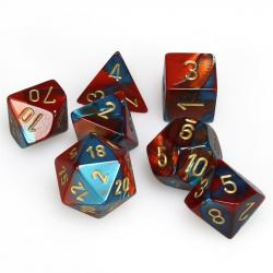 Polyhedral Dice Set - Gemini Red-Teal/Gold