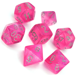 Polyhedral Dice Set - Borealis Pink/Silver