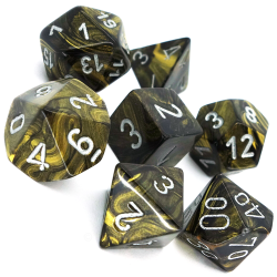 Polyhedral Dice Set - Leaf Black Gold/Silver
