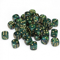 D6 Dice Block - Scarab Jade/Gold (12mm)